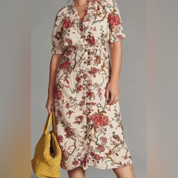 Anthropologie  Pilcro NWT Ruffle-Collar Button-down Dress Floral Plus Size16W - Picture 2 of 15